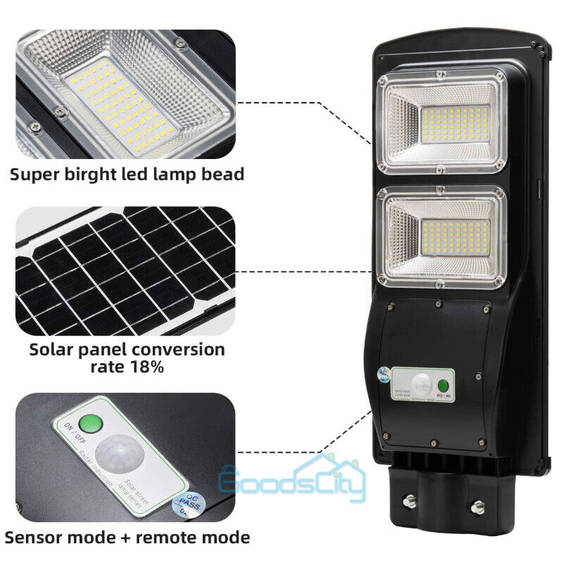 ny 75000000LM Kommerciel Solar Street Floodlight Udendørs Dusk To Dawn Timing Lampe