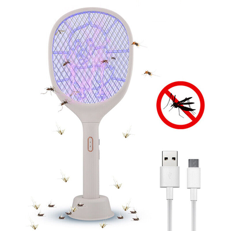 ny håndholdt USB genopladelig myggefluesmækker Bug Insect Zapper Killer ketcher