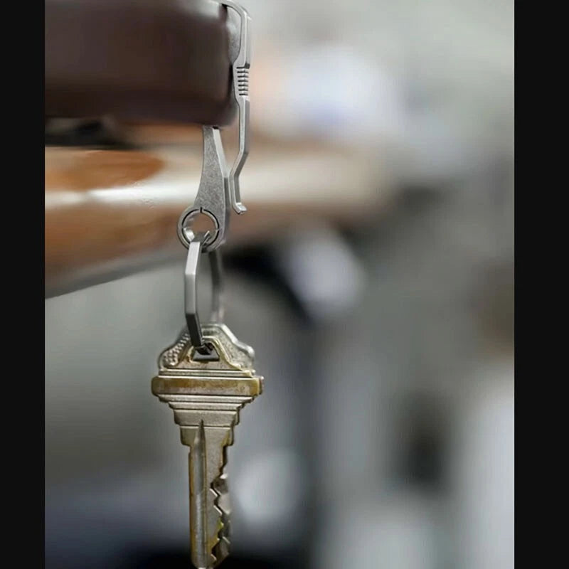 Titanium Alloy Keychain Belt Waist Hanging Buckle Keyboard Tool w/ Key Ring EDC 07FC0E-D4 - KOEEK
