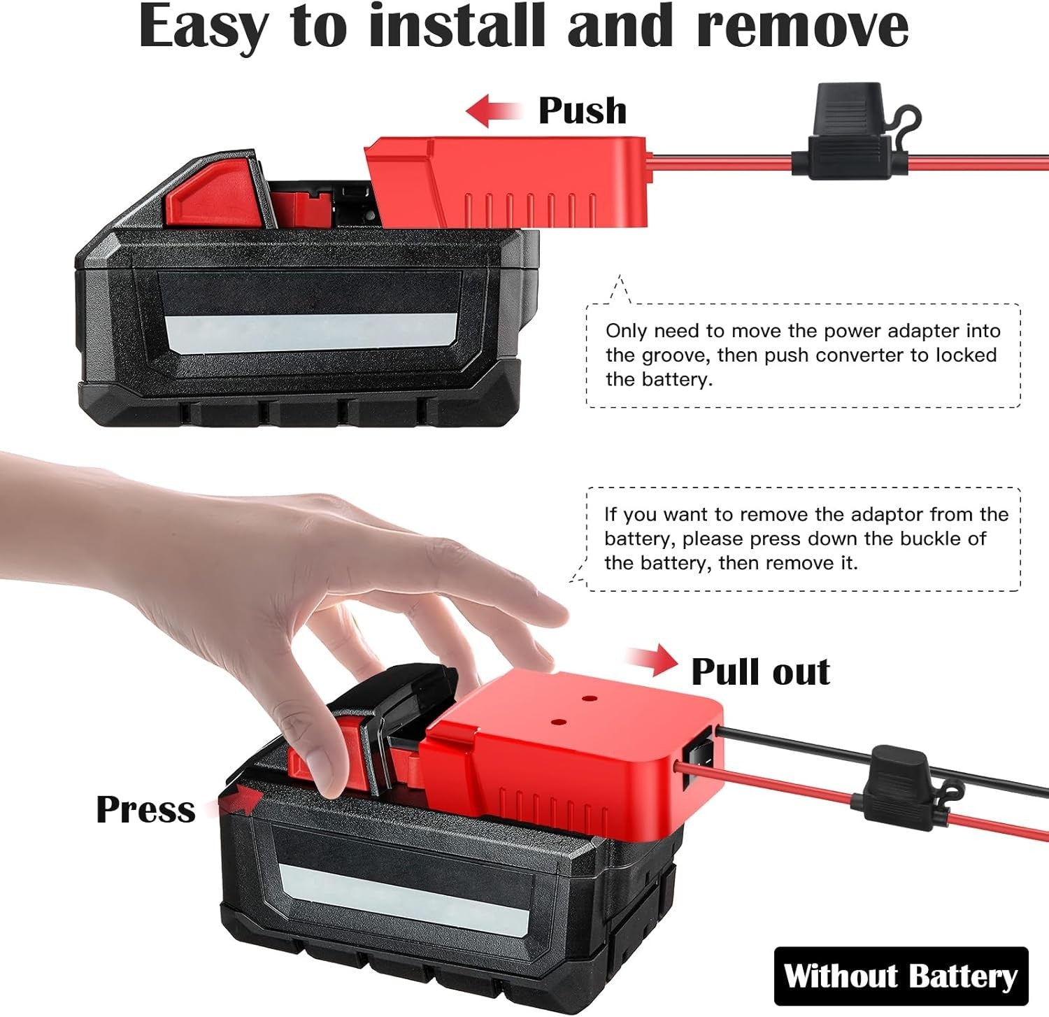 new 1 Packs Power Wheel Adapter for Milwaukee M18 Battery 18V 1 Pack 07FC0E-D4 - KOEEK