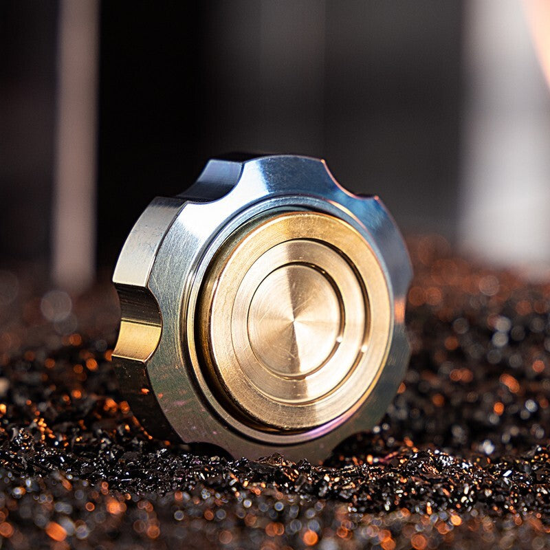 Fidget Spinner Gear Titanium Damascus Fingertip Decompression Toy Portable EDC 07FC0E-D4 - KOEEK