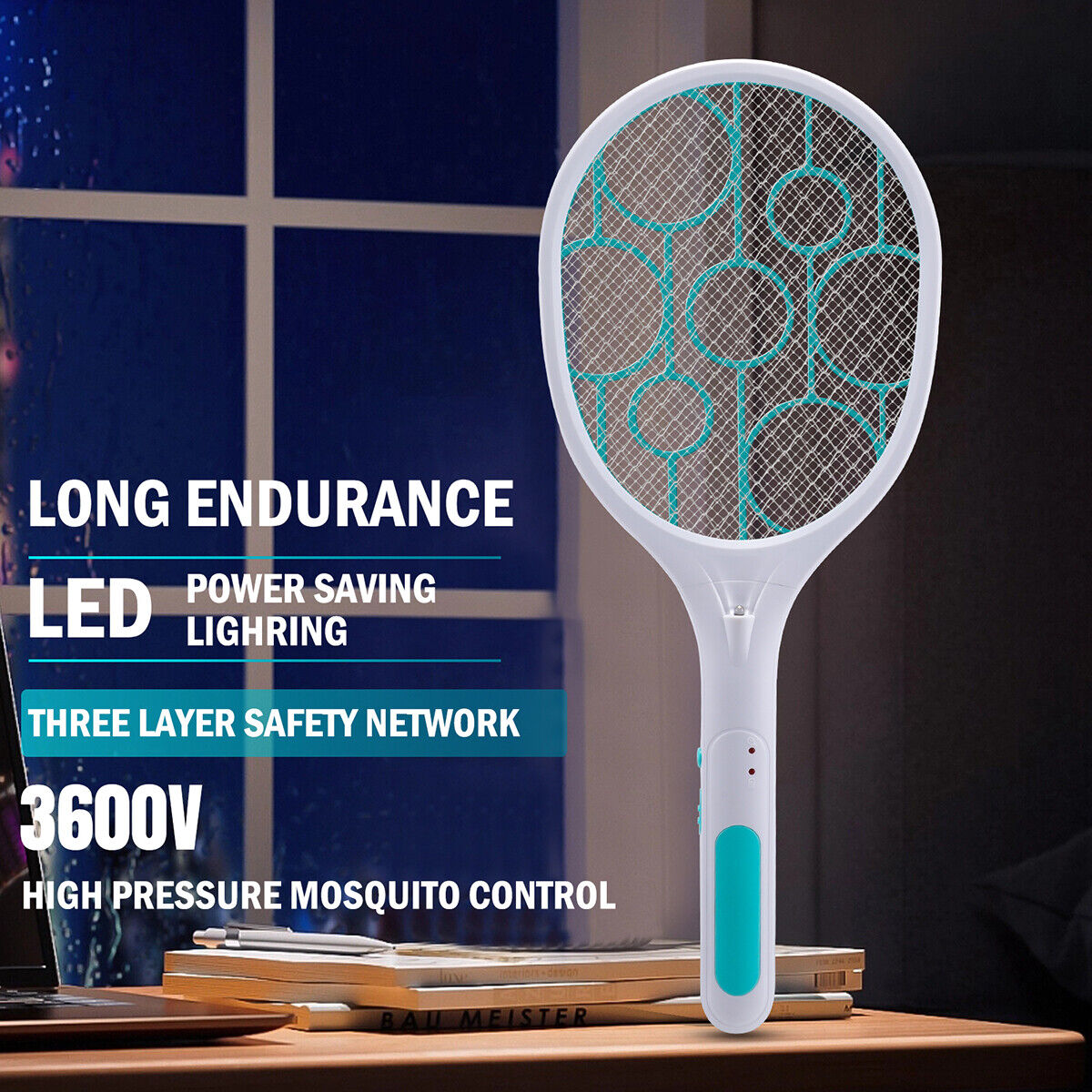 ny Raqueta Bug Zapper Para Mata moscas Mosquitos Electrica Genopladelig De Insectos