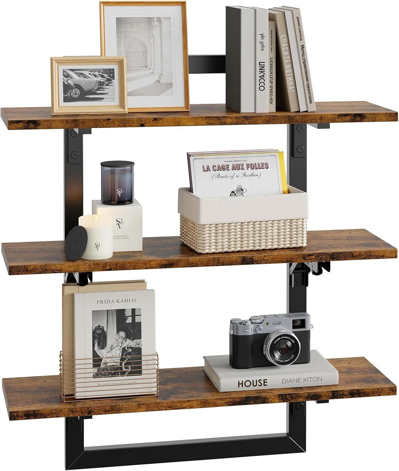 Wall Mount Floating Shelf, 24-Inch Wall Mount Shelf with Collapsible Bracket 07FC0E-D4 - KOEEK