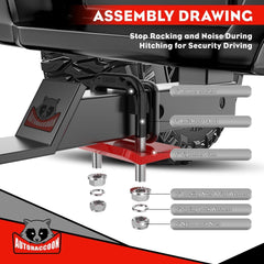 new Hitch Tightener Anti-Rattle Clamp - Heavy Duty Stabilizer for 1.25" Red 07FC0E-D4 - KOEEK