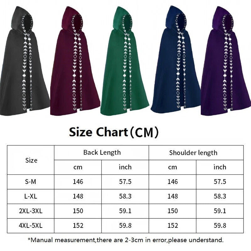 Medieval Reaper Wizard Embroidery Hooded Cloak Cosplay Costumes Halloween Party 07FC0E-D4 - KOEEK