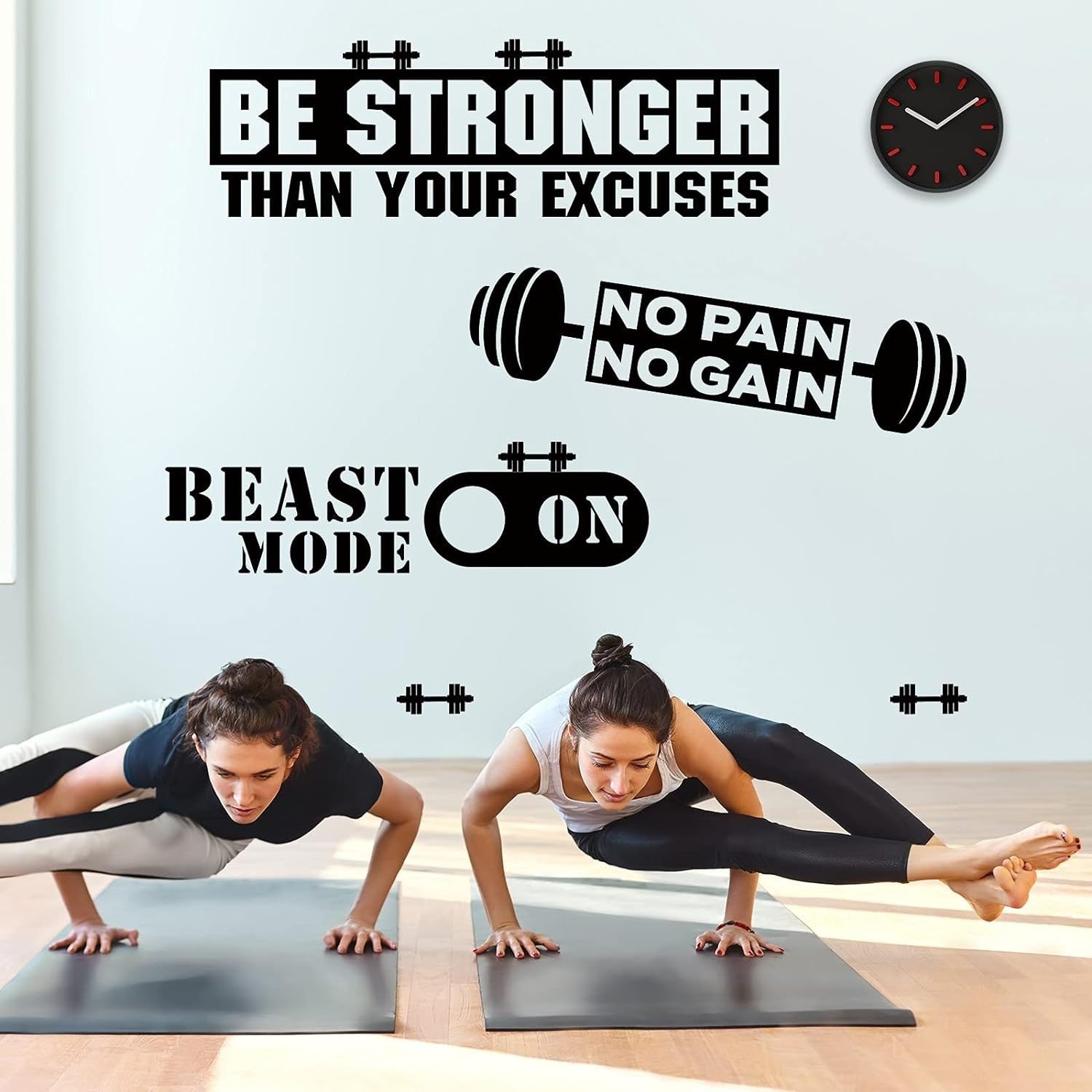 new Zonon 3 Pieces Gym Wall Decal, Be Stronger Than Your Excuses, No White, Black ZONON - KOEEK
