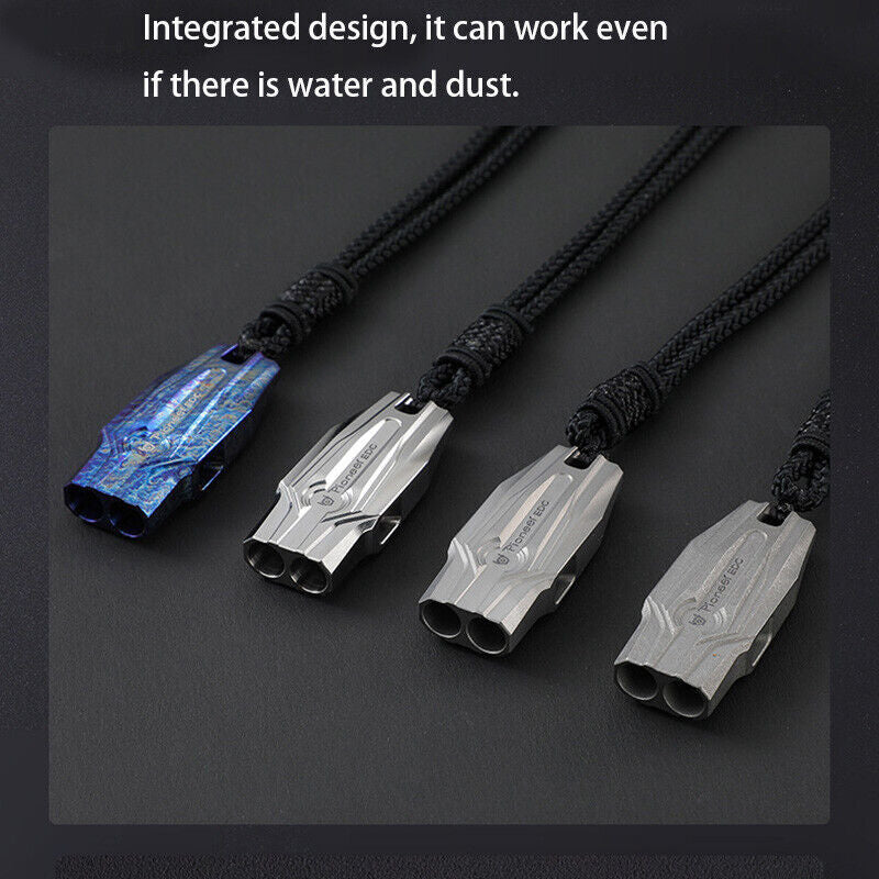 120DB Titanium Alloy Double Tube Whistle Outdoor Survival EDC SOS high Frequency 07FC0E-D4 - KOEEK