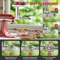 Meat Grinder, Sausage Stopper, 3 Sausage Stopper Attachments, Kitchen Grinder 07FC0E-D4 - KOEEK