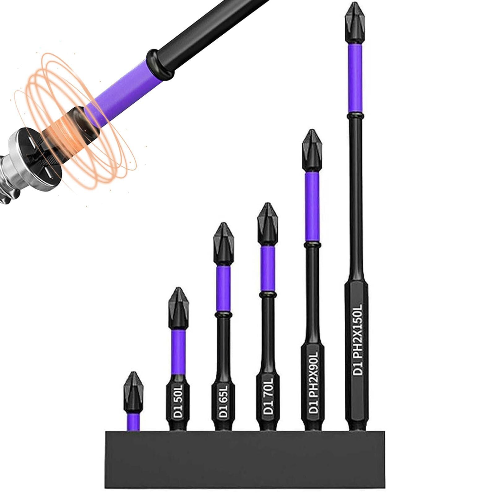 ny magnetisk skrutrekkerbit 6 stk bærbare kraftige magnetbitssett Støtsikker D1