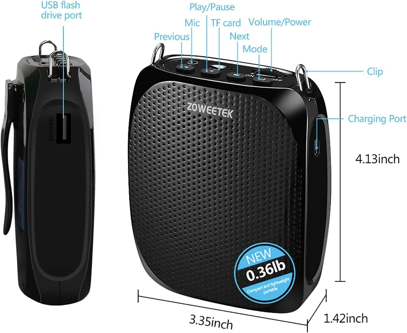 Teacher's loudspeaker (with 2 microphones), portable speaker amplifier 07FC0E-D4 - KOEEK