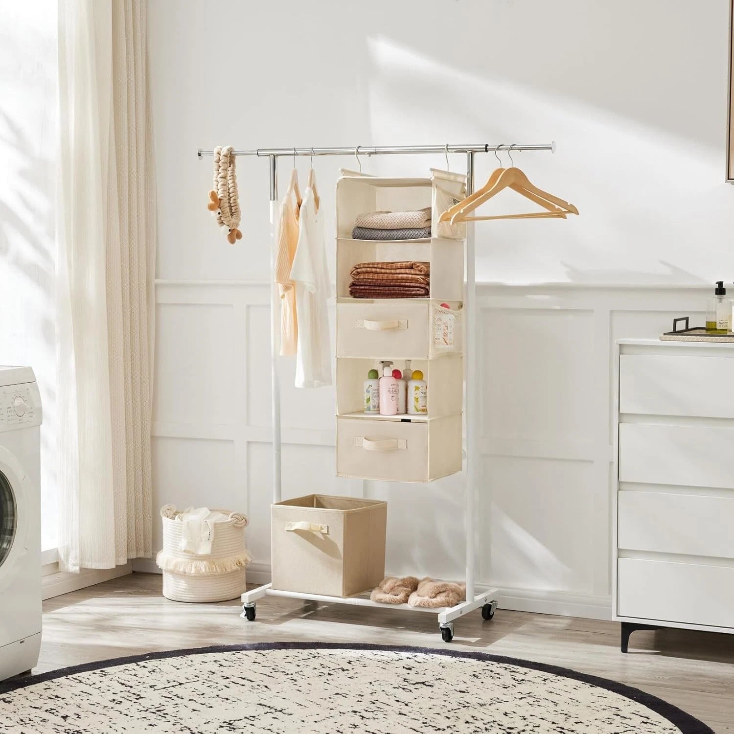 Five-tier hanging wardrobe storage rack, fabric hanging shelf 07FC0E-D4 - KOEEK