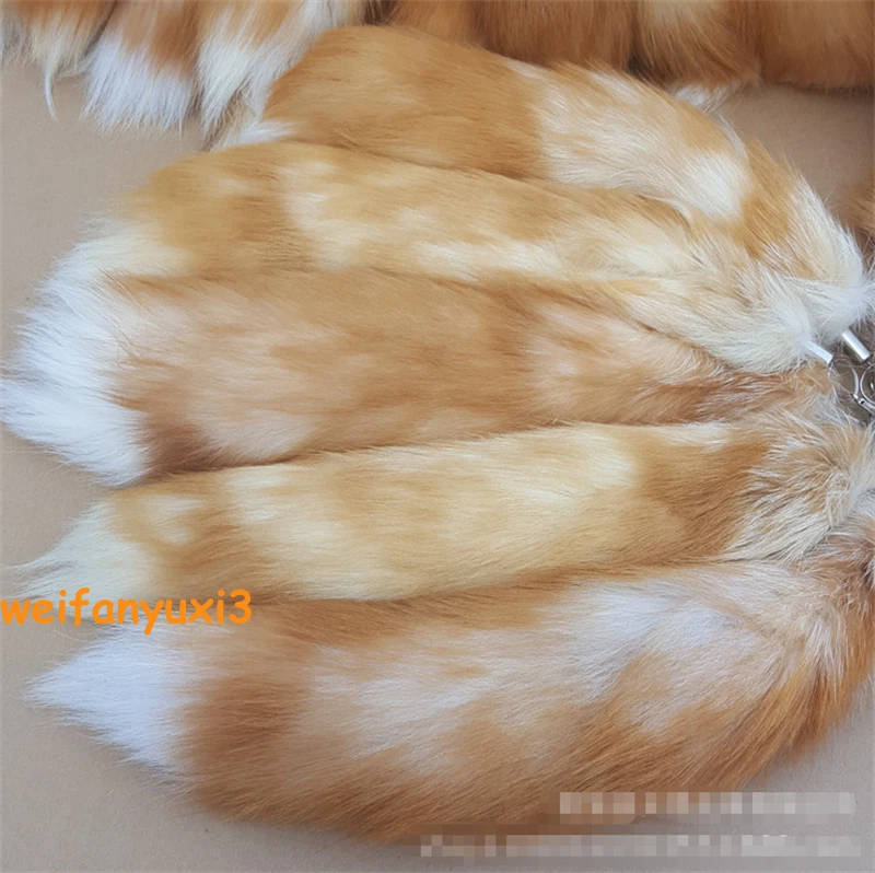 1PC Real Large Crystal Fox Tail Fur Keychain Tassel Bag Tag Charm Bag Pendant 07FC0E-D4 - KOEEK