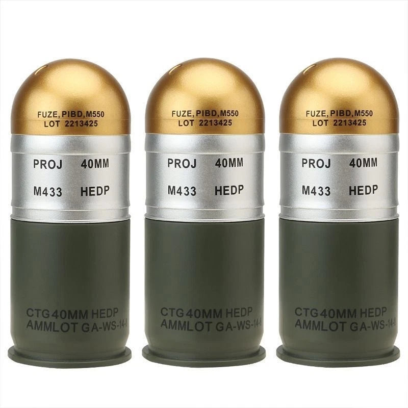 3x M433 40mm HEDP Prop Replica Grenades with Storage Box for Military Collectors 07FC0E-D4 - KOEEK