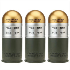 3x M433 40mm HEDP Prop Replica Grenades with Storage Box for Military Collectors 07FC0E-D4 - KOEEK