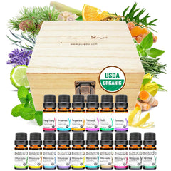 Organic Essential Oil Set - 16x 10mL Wooden Box Aromatherapy Gift Set 07FC0E-D4 - KOEEK