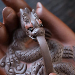 Yixing Boutique Purple Clay Sculpture Tea Pet Luck Dragon Figurine Ornaments 07FC0E-D4 - KOEEK