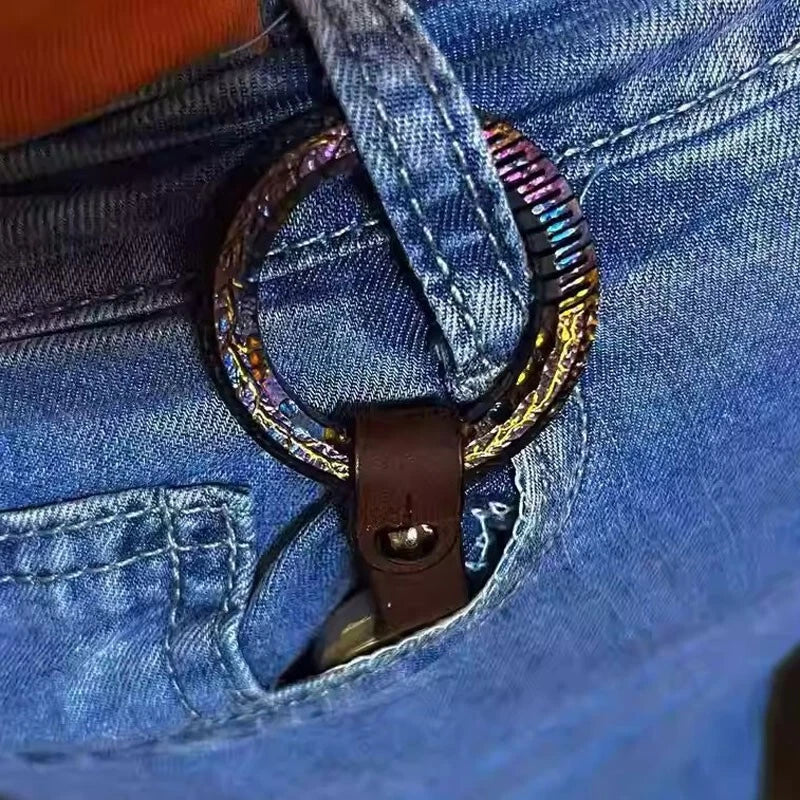 Handmade Carved Titanium Alloy Keychain Key Ring Portable Outdoor Hang EDC Tool 07FC0E-D4 - KOEEK