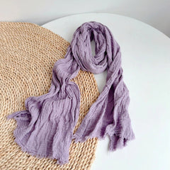 Unisex Cotton Wrinkled Scarf Solid Color Autumn Neckerchief Shawl Wrap Bandana 07FC0E-D4 - KOEEK