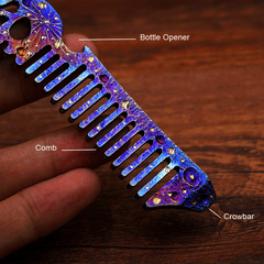 Titanium Comb Anti-static Portable Crowbar Handmade with Bottle Opener EDC Gifts 07FC0E-D4 - KOEEK