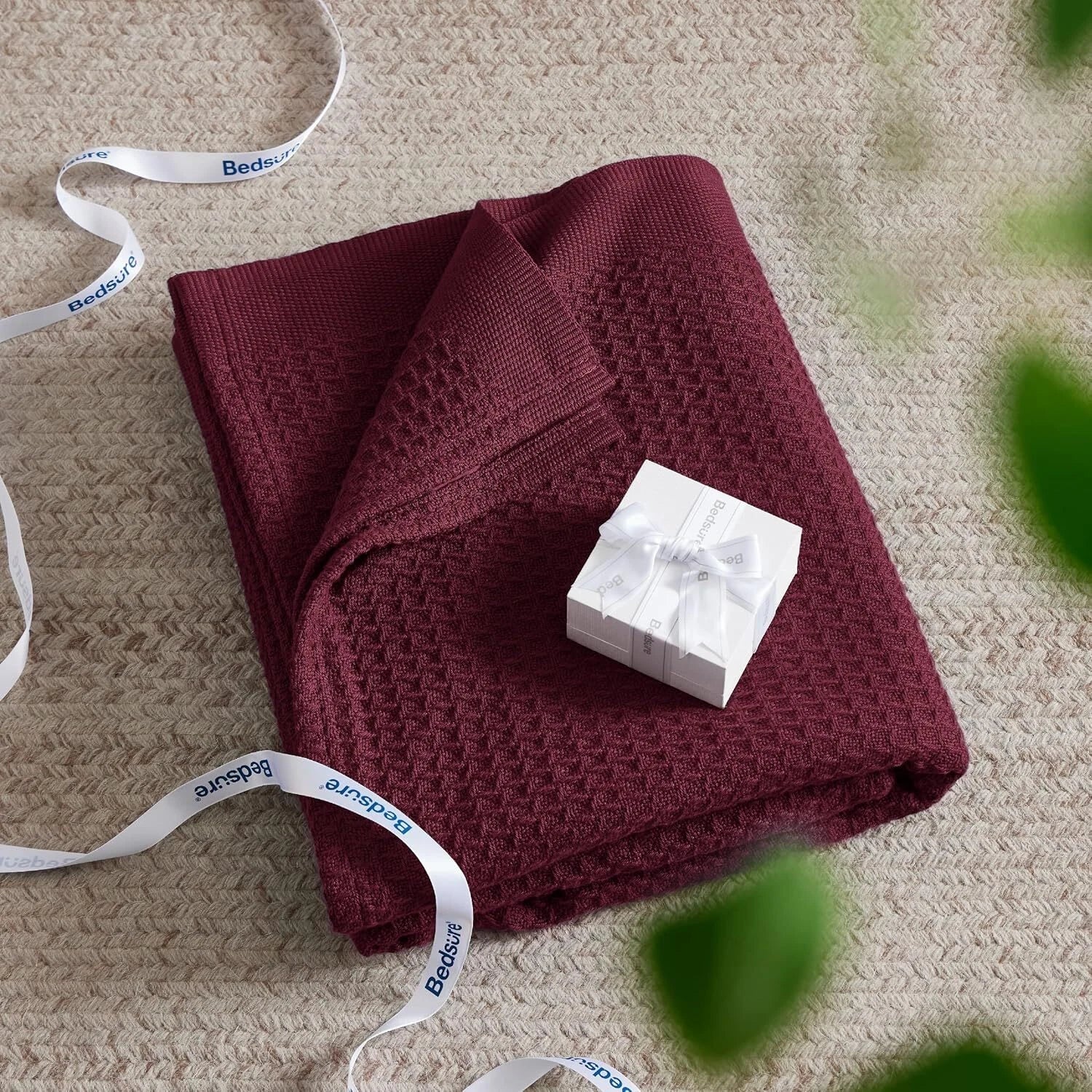 Cotton Queen Size Bed Blanket - Breathable and Soft,Waffle Weave Blanket 07FC0E-D4 - KOEEK