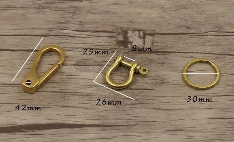 Brass Key Chain Ring Belt Snap Hook Clip + U Shackle For Fob Wallet Chain USA 07FC0E-D4 - KOEEK