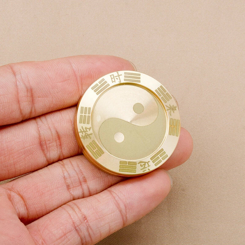 EDC Toy Metal Fidget Slider Clicker Lucky Coin Tai Chi Haptic Coin T Adult Gift 07FC0E-D4 - KOEEK