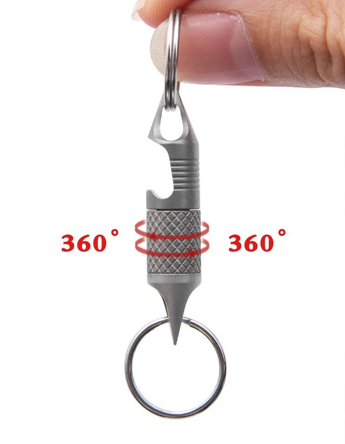 Titanium Alloy Keychain Portable Double Keyrings Pendant EDC Opener Multi Tools 07FC0E-D4 - KOEEK