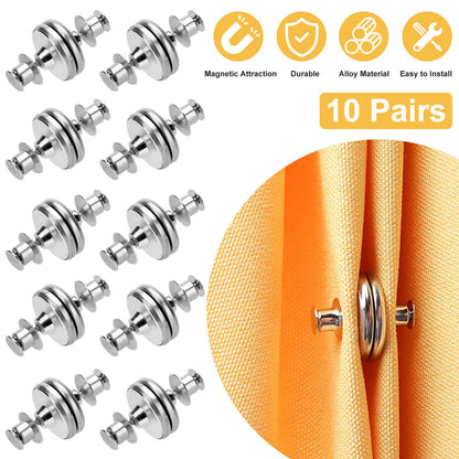 10 Pairs Magnetic Curtain Button Clips Nail Free Buckle Home Anti-Light Leakage