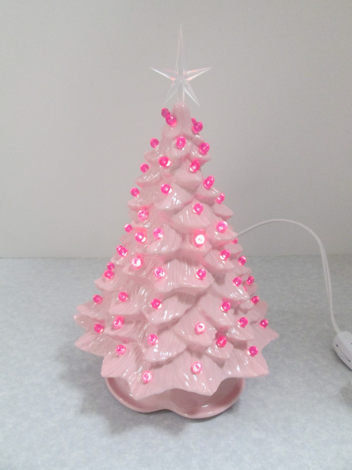 "Pink Glazed  Ceramic Christmas Tree"  ly Made/ Extra Lights 07FC0E-D4 - KOEEK