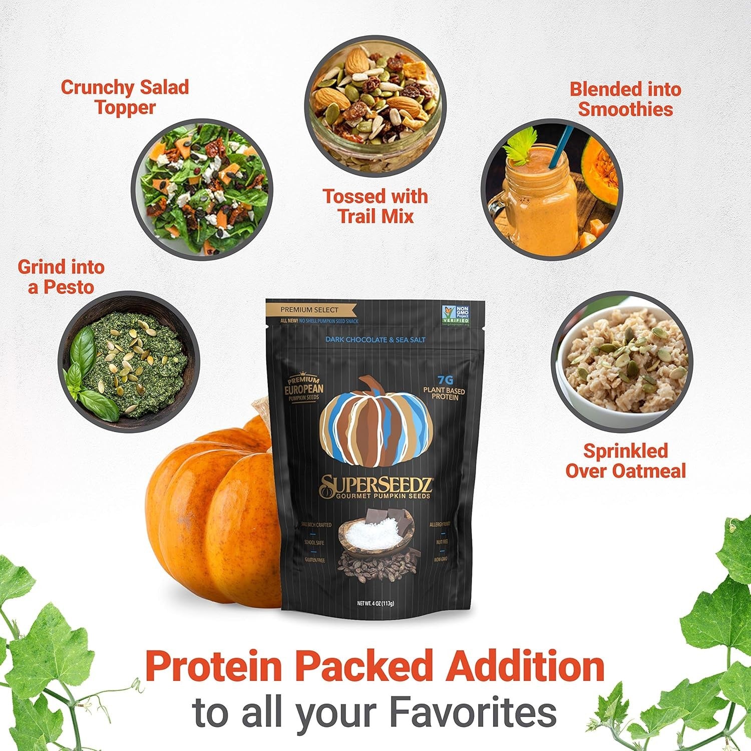 new SuperSeedz Dry Roasted Pumpkin Seeds - Dark Chocolate & Sea Salt Pepitas,... SUPERSEEDZ - KOEEK