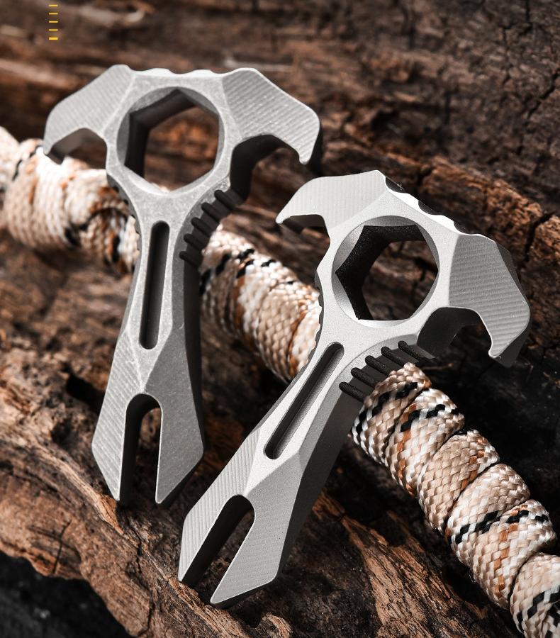 EDC Titanium Alloy Pry Bar Crowbar Wrench Can Opener Outdoor Portable Multi Tool 07FC0E-D4 - KOEEK