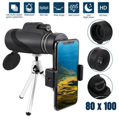 HD Day/Night Military Telescope 80X100 Zoom Monocular with Tripod