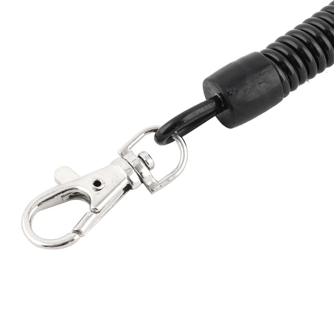 Plastic Flexible Spring Coil Cable Design Key Chain Strap Black 2pcs 07FC0E-D4 - KOEEK