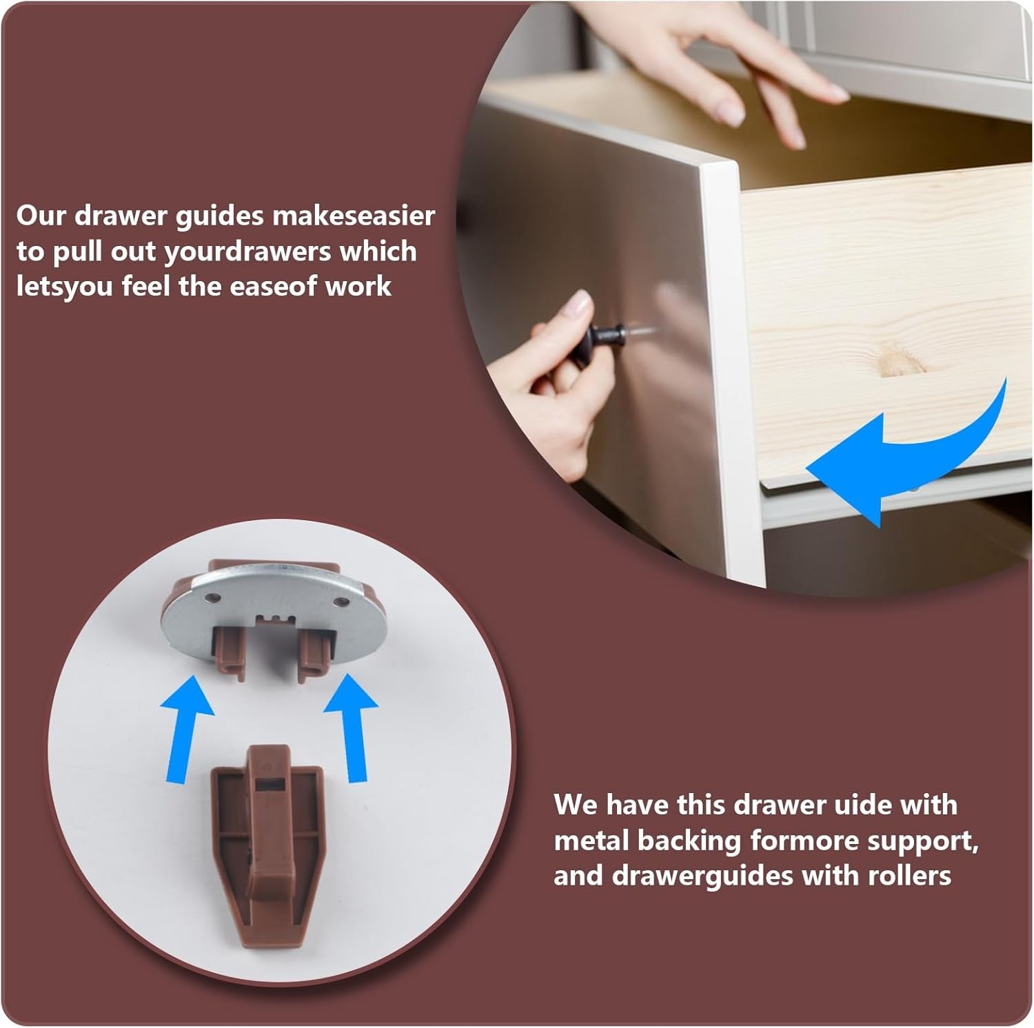 new Dresser Drawer Slides Replacement Kit for Kenlin Rite-Trak II Model Brown 07FC0E-D4 - KOEEK