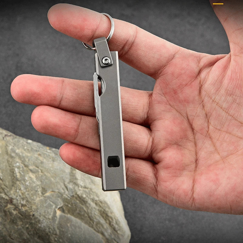 5-in-1 Pocket Safety Whistle Multi Purpose tool Outdoor Camping Folding Blade 07FC0E-D4 - KOEEK