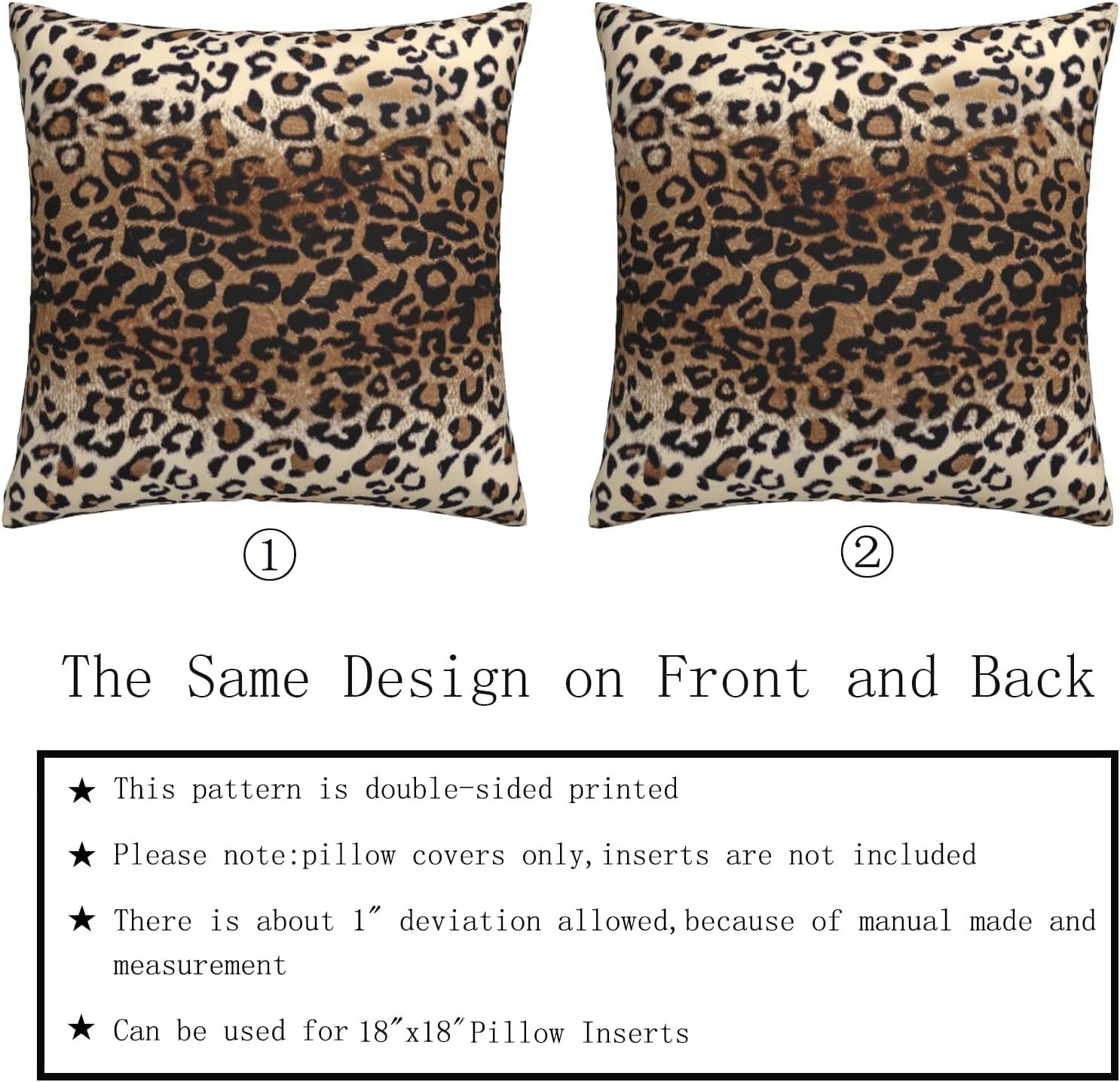 new Brown Leopard Pillow Cover 18x18 Inches 18" x (Pack of 2),