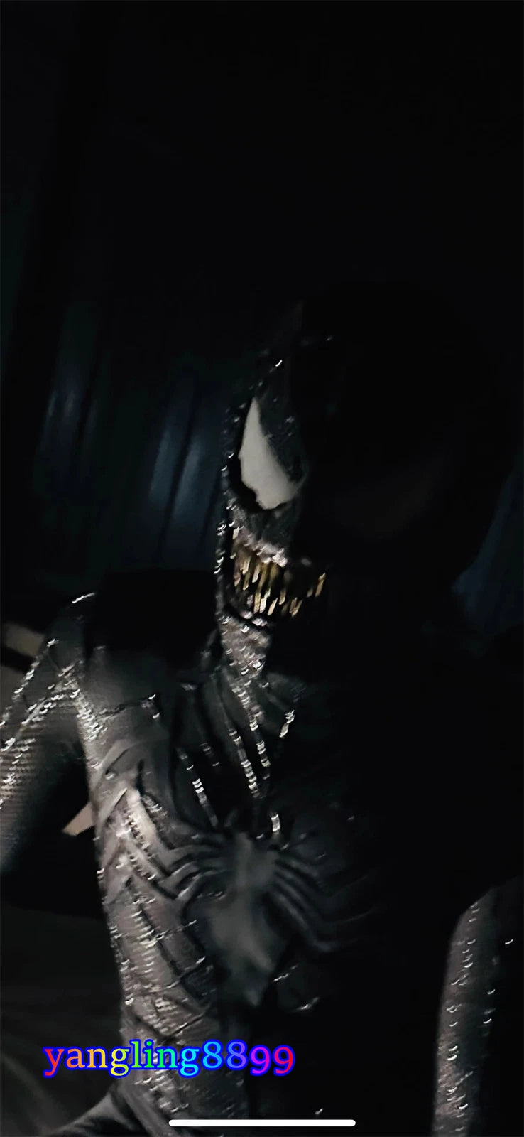Venom Spiderman Cosplay Mask Prop 1:1 Full 3D Texture Ver Black Chin Movable 07FC0E-D4 - KOEEK