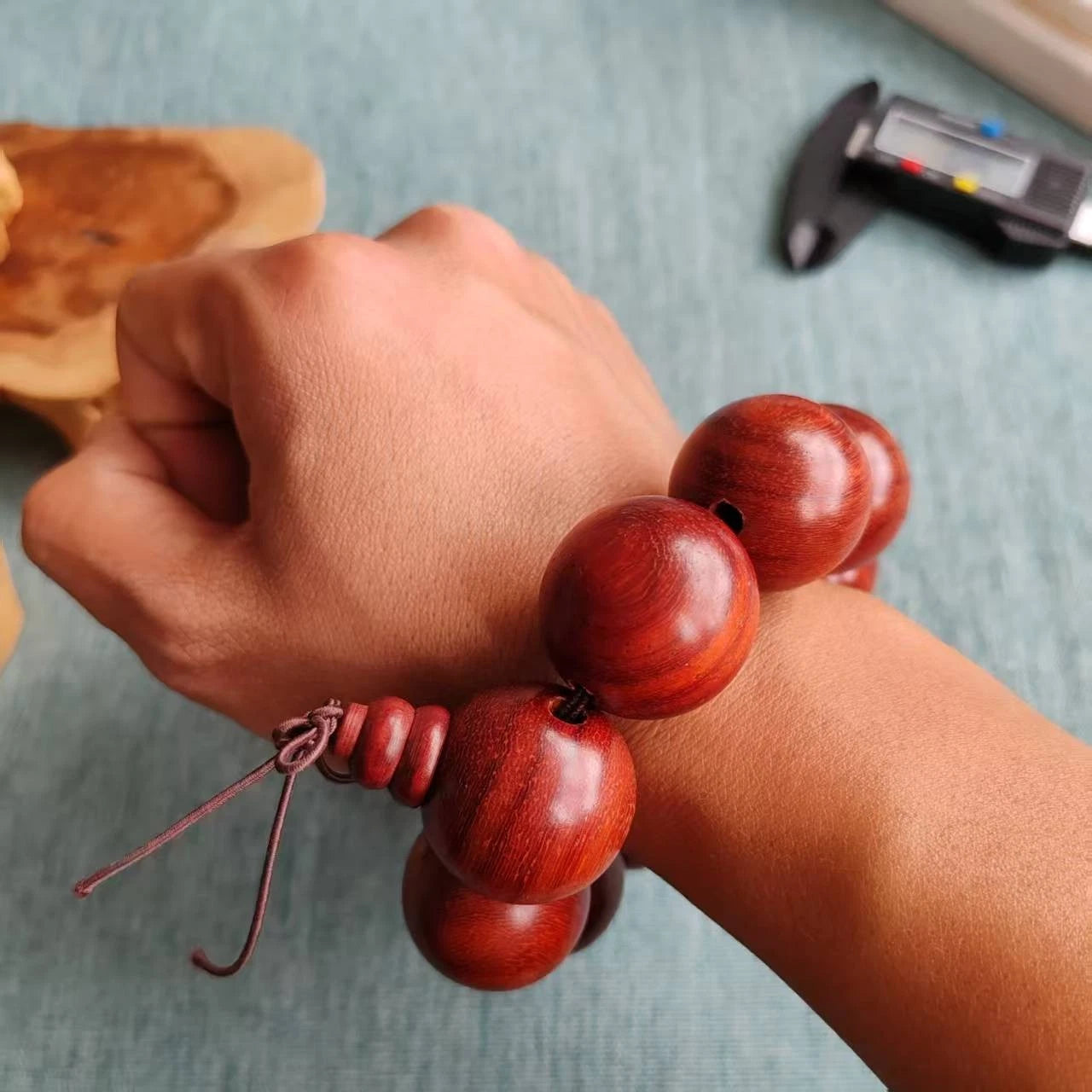 30mm Natural Red Rosewood Buddhist Prayer Beads Blessing Bracelet Accessory Gift 07FC0E-D4 - KOEEK