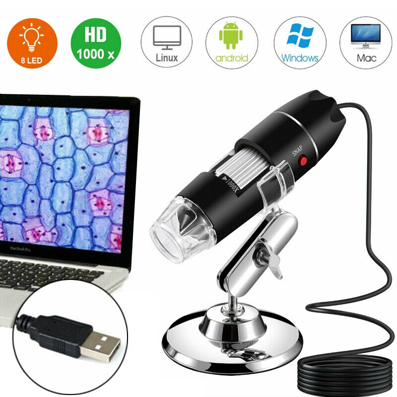 nytt 1600X Zoom 8LED HD 1080P USB Mikroskop Digital Lupe Endoskop videokamera