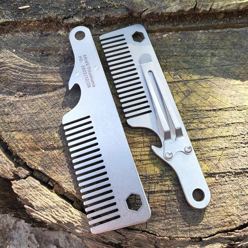 EDC Titanium Alloy Multifunction Tool Men Comb Hair And Beard Pocket Tools Gift 07FC0E-D4 - KOEEK