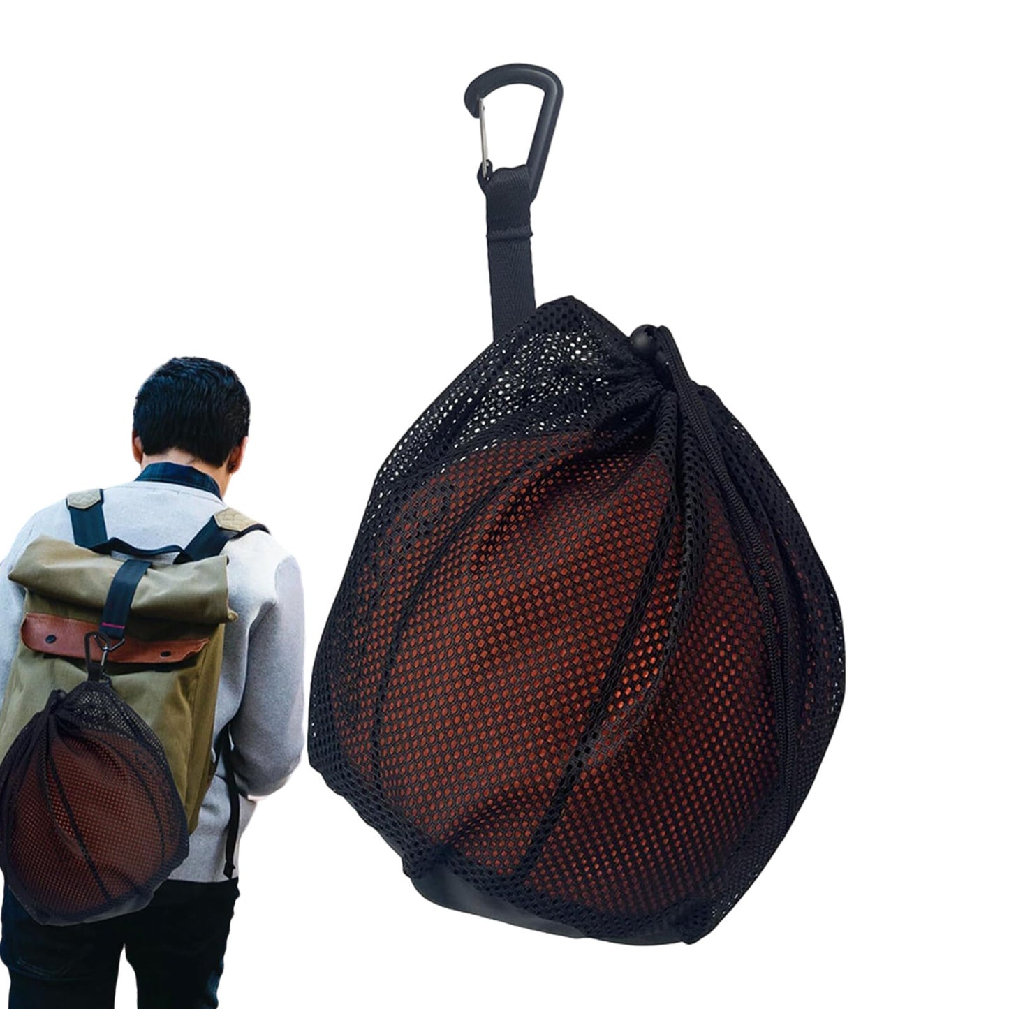 new Basketball Carrying Bag Adjustable Shoulder Ball Bag Clip On Ball For Backpack koeek - KOEEK