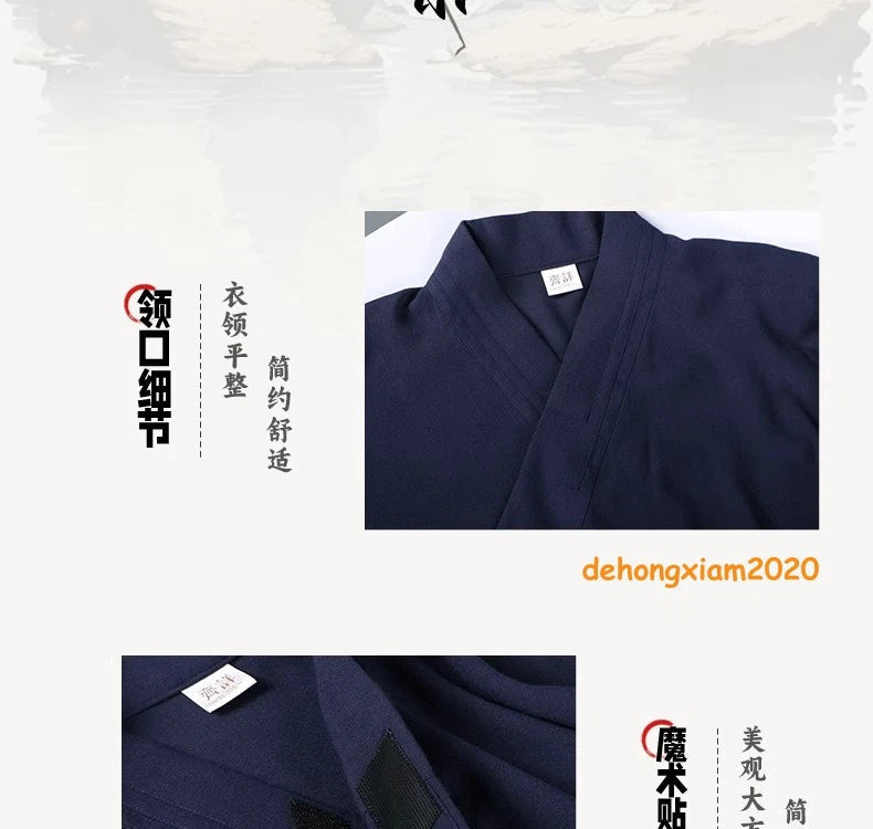 Chinese Style Taoist Costume Diagonal Collar Robe Cotton Linen Kung Fu Outfit 07FC0E-D4 - KOEEK
