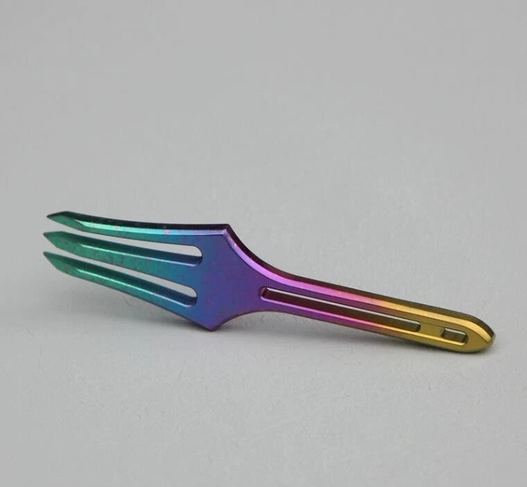 Titanium Alloy Fork Small Harpoon Crowbar Pry Bar keychain EDC Tool Pendant Gift 07FC0E-D4 - KOEEK