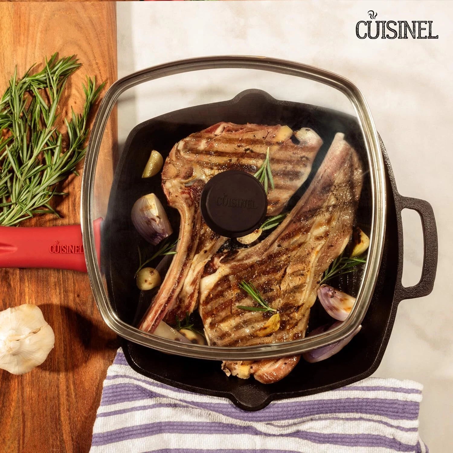 Cast Iron Square Grill Pan For Grilling, Frying, Stir-Frying 07FC0E-D4 - KOEEK