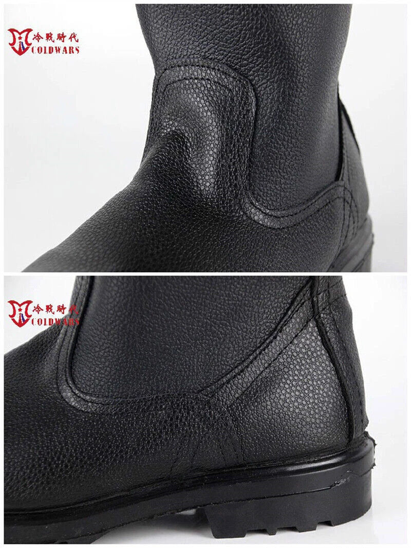 Russia Soviet Army Military Soldiers Vintage Combat Long Boots Black Leather 07FC0E-D4 - KOEEK