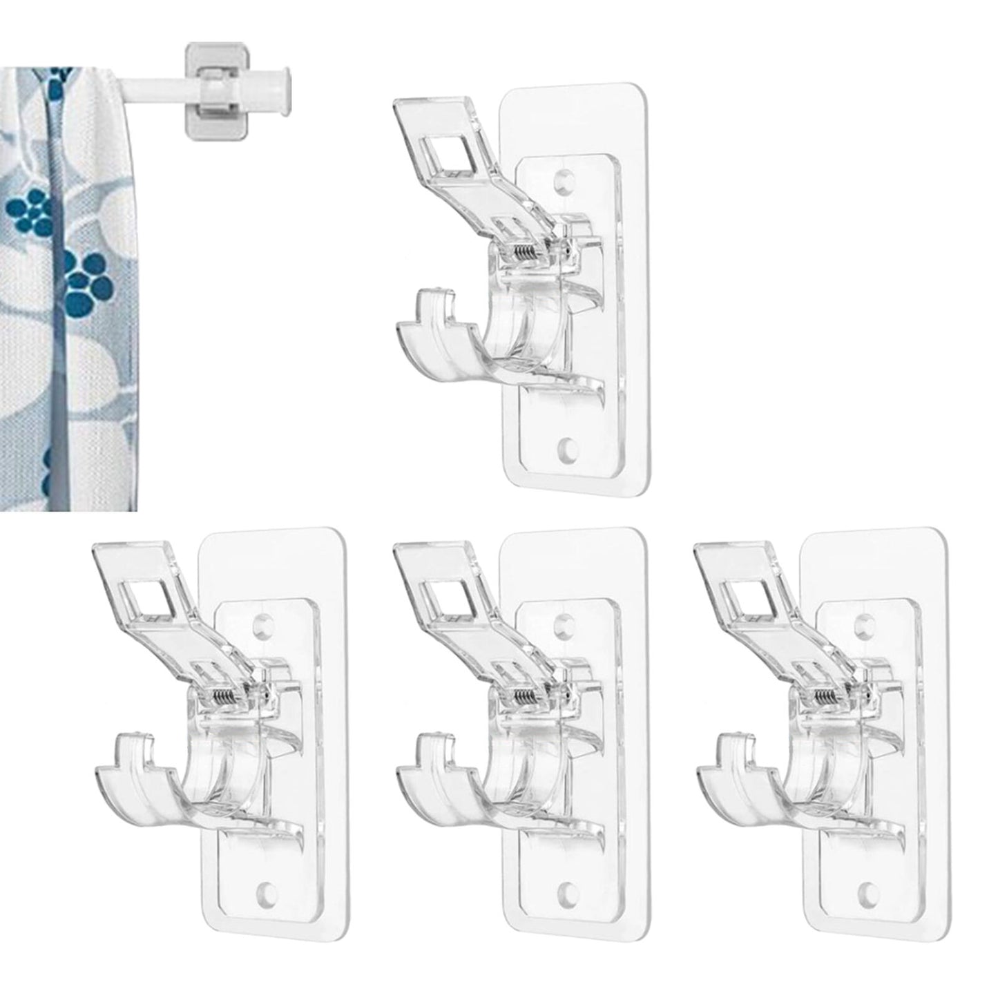 new 4/6PCS No Drill Curtain Rod Bracket No Drilling Self Adhesive Curtain Rod Holder koeek - KOEEK