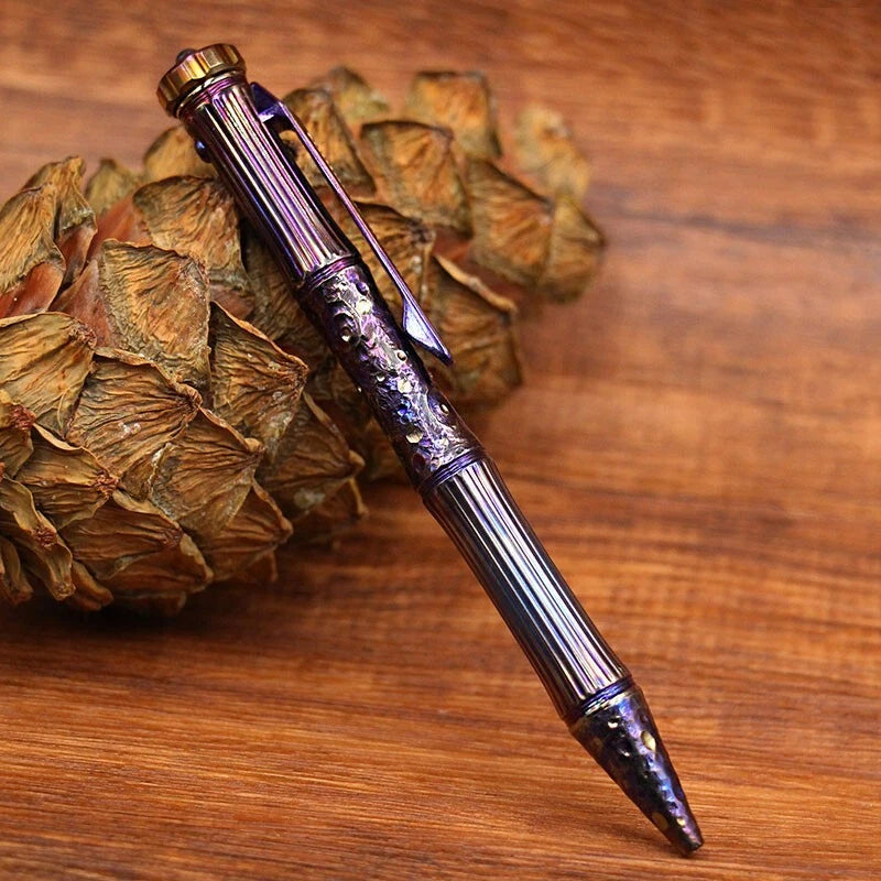 EDC Titanium Alloy Meteorite Pattern Pocket Ballpoint Pen Spinner Toy 5 Refills 07FC0E-D4 - KOEEK