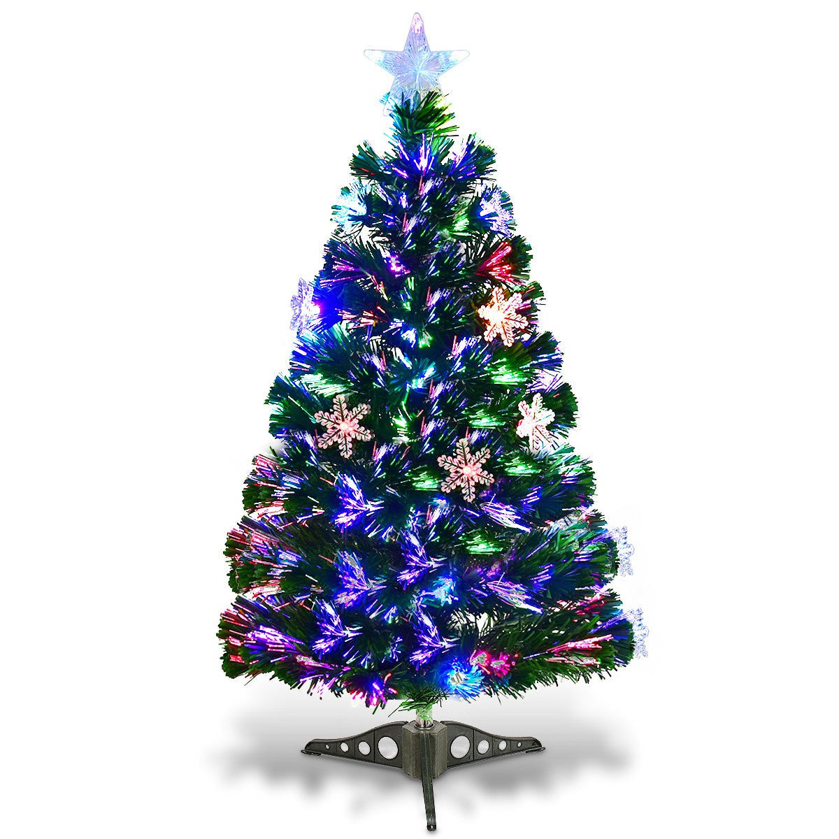 3FT Pre-Lit Fiber Optic Artificial Christmas Tree w/Multicolor Lights Decoration 07FC0E-D4 - KOEEK