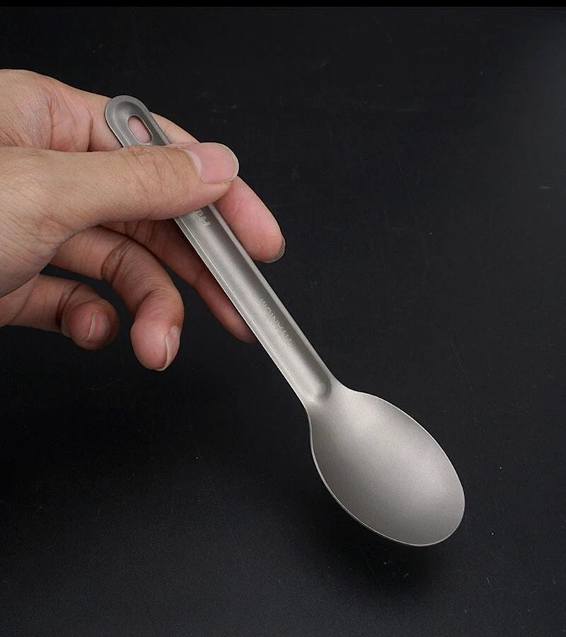 Pure Titanium Tableware Spoon +Fork Portable Outdoor Camping Travel EDC Tool 07FC0E-D4 - KOEEK