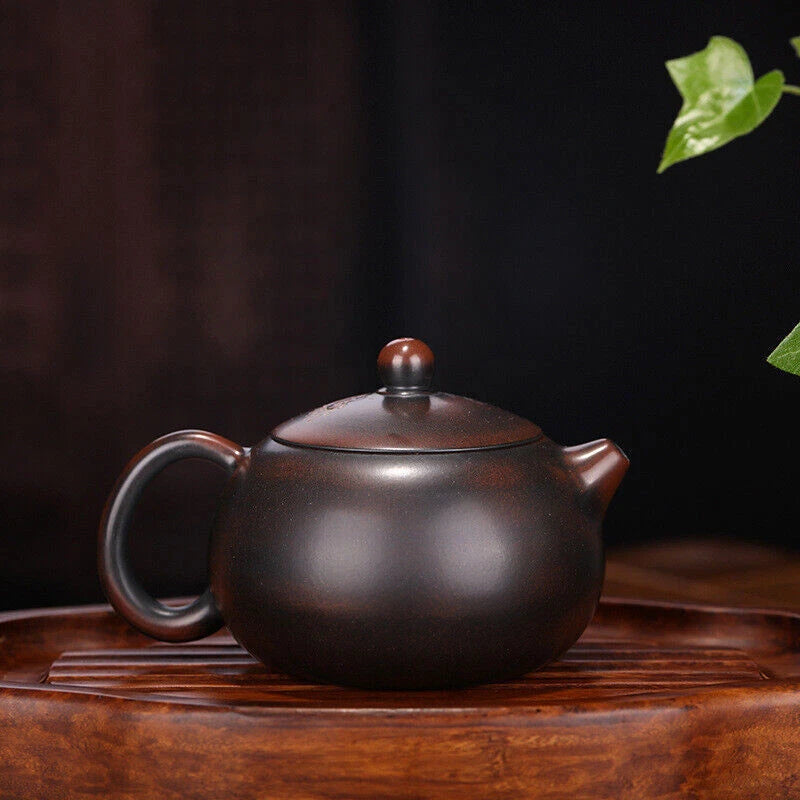 Pottery Tea Pot With Ball Shaped Infuser Holes Dragon Carved Xishi Pot Handmade 07FC0E-D4 - KOEEK
